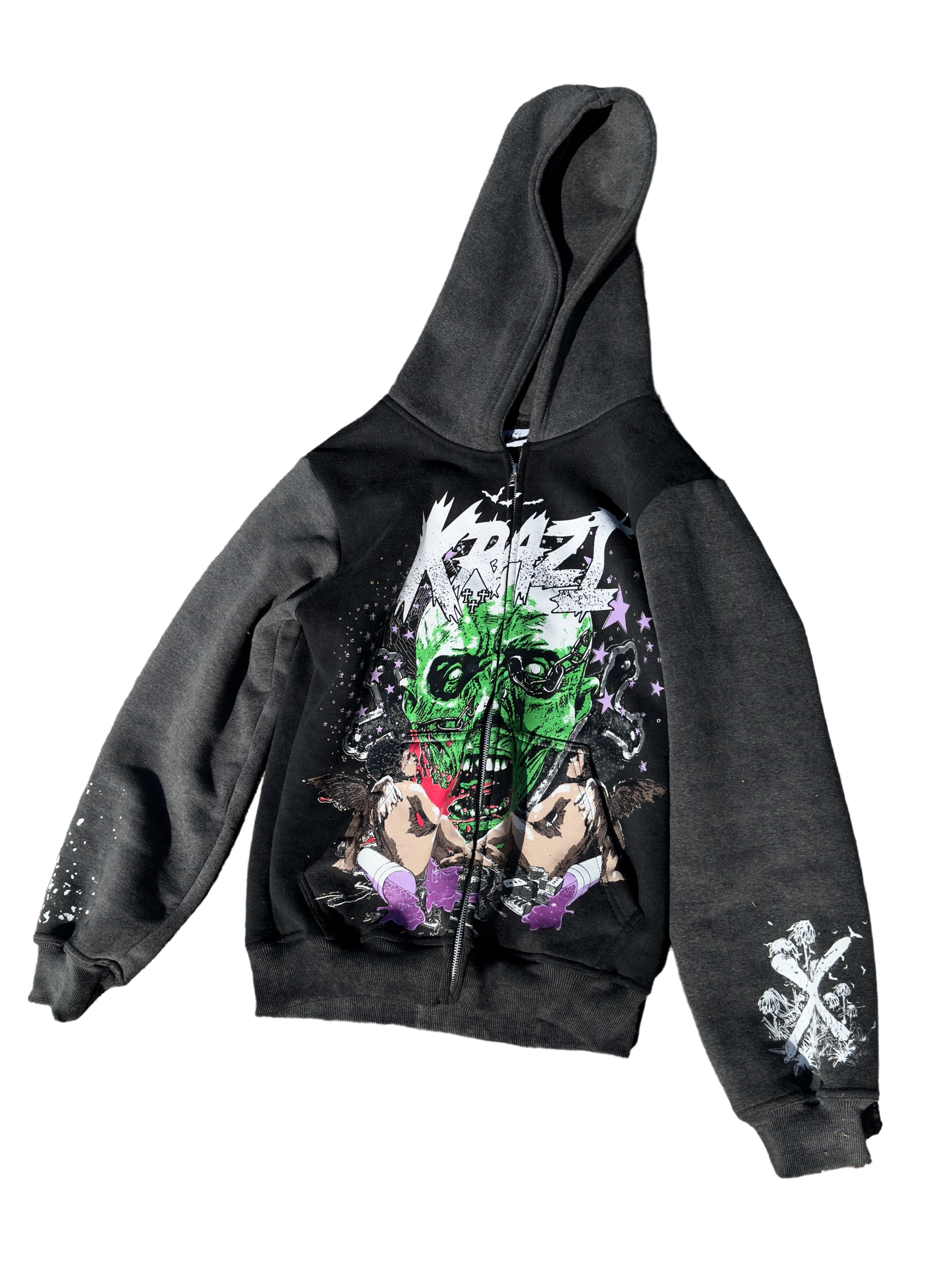 two tone black zombie hoodie